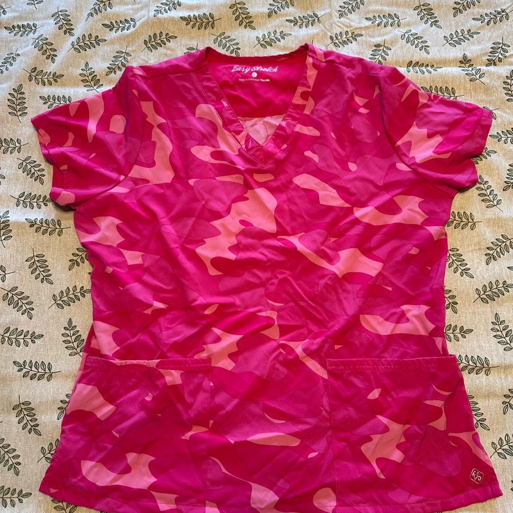 Pink Camo Scrub Top